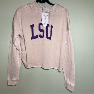 NWT! LSU Cream Vintage-Wash Cropped Hoodie